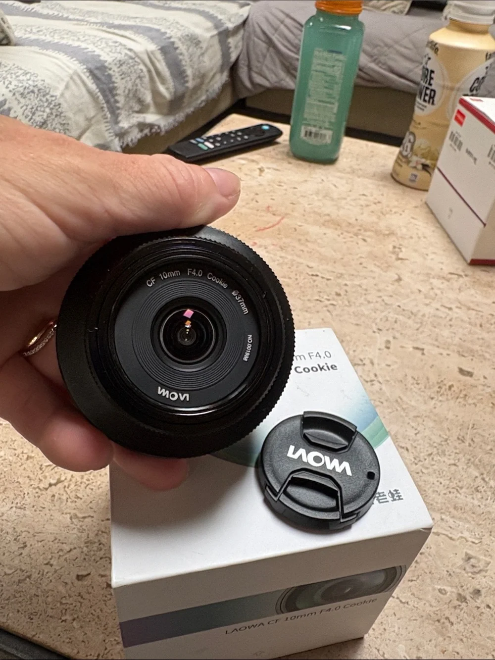LAOWA CF 10mm F4.0 Cookie Lens - White with Blue/Green Accent Brand NEVER USED